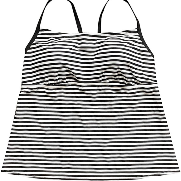 NWT Nike Tankini Womens Swimsuit Black Stripe Two Piece Bathing Suit Plus Sz 1X - Picture 3 of 7